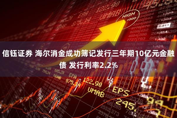 信钰证券 海尔消金成功簿记发行三年期10亿元金融债 发行利率2.2%